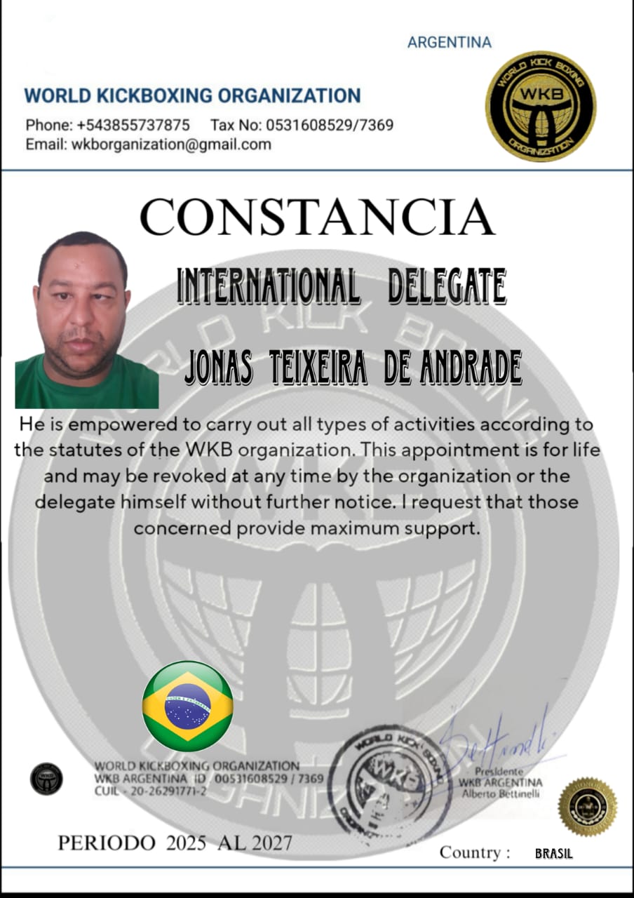 Certificado de Filiação KickBoxing